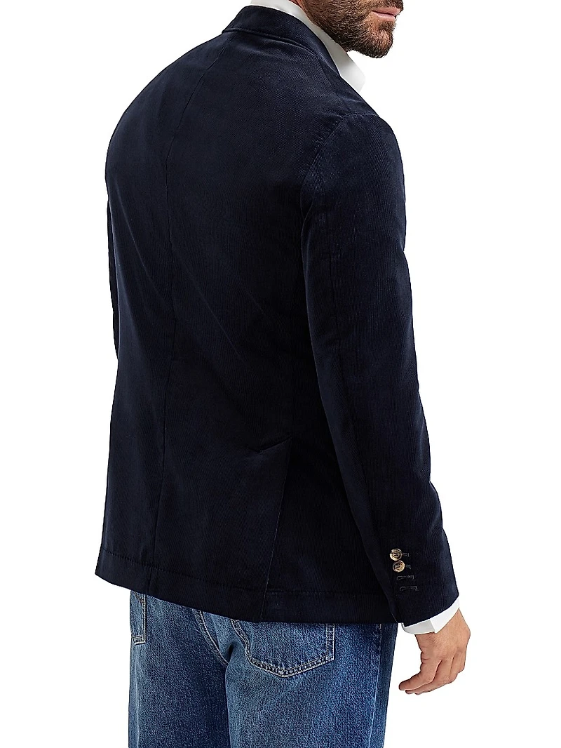 Cotton Corduroy Deconstructed Blazer with Large Peak Lapels