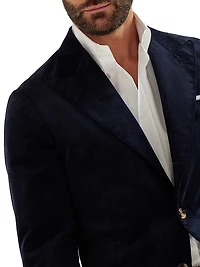 Cotton Corduroy Deconstructed Blazer with Large Peak Lapels