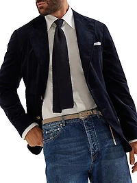Cotton Corduroy Deconstructed Blazer with Large Peak Lapels