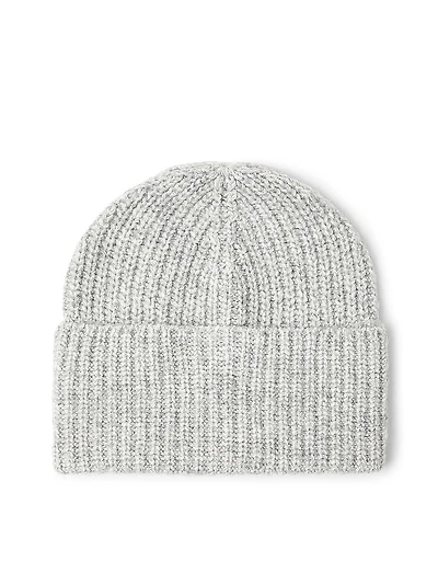 Virgin Wool, Alpaca and Cashmere Rib Knit Beanie