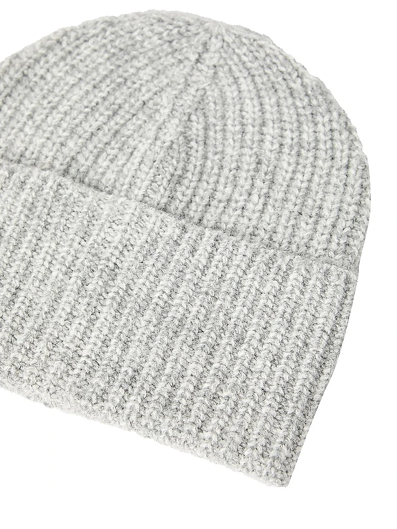 Virgin Wool, Alpaca and Cashmere Rib Knit Beanie