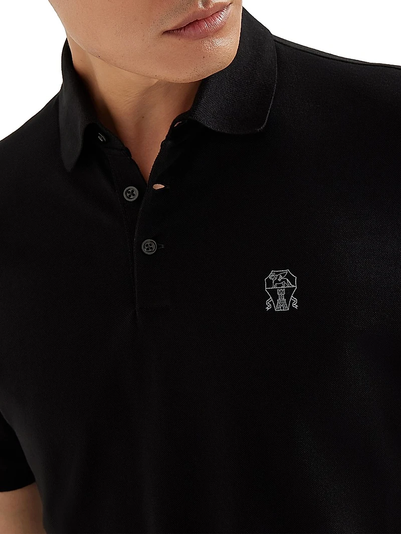 Cotton Piqué Polo Shirt with Logo