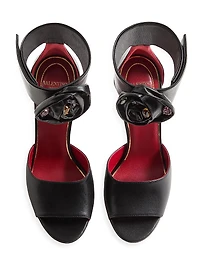 Drip Rose Kidskin 105MM Sandals with Crystals