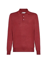 Lightweight Cashmere, Silk and Linen Knit Polo Shirt
