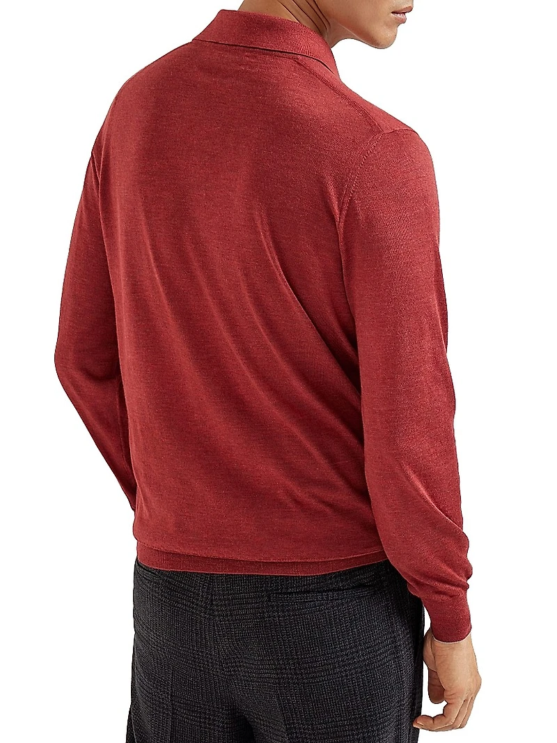 Lightweight Cashmere, Silk and Linen Knit Polo Shirt
