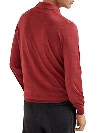 Lightweight Cashmere, Silk and Linen Knit Polo Shirt