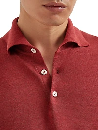 Lightweight Cashmere, Silk and Linen Knit Polo Shirt
