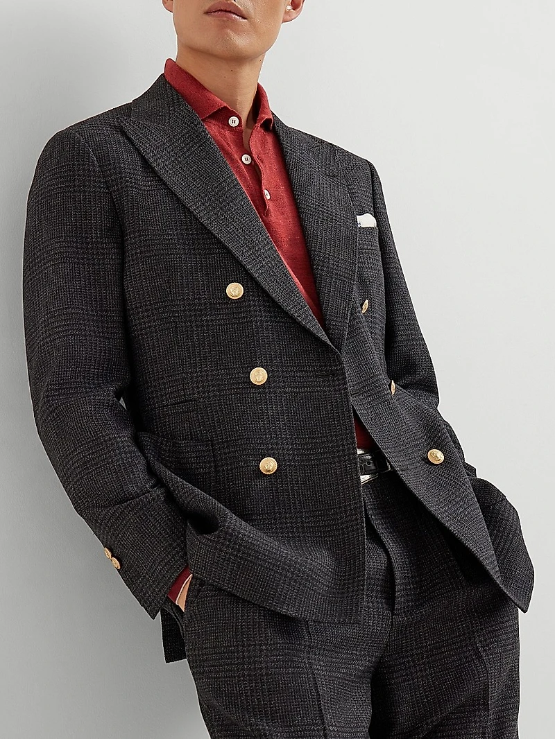 Lightweight Cashmere, Silk and Linen Knit Polo Shirt