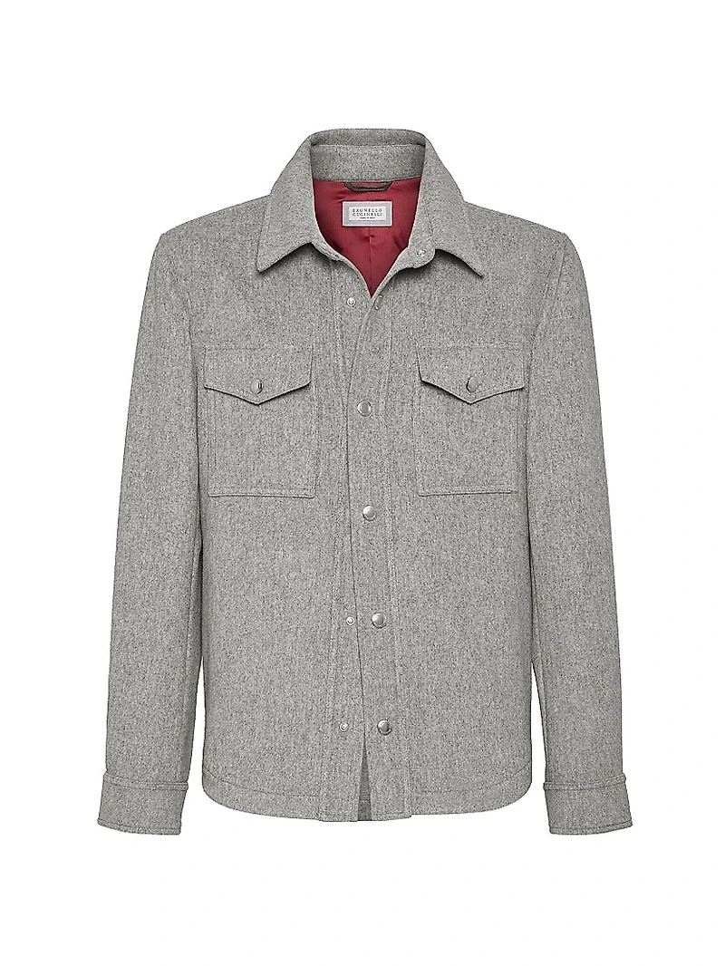 Lightweight Water Resistant Cashmere Shirt Style Outerwear Jacket