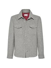 Lightweight Water Resistant Cashmere Shirt Style Outerwear Jacket