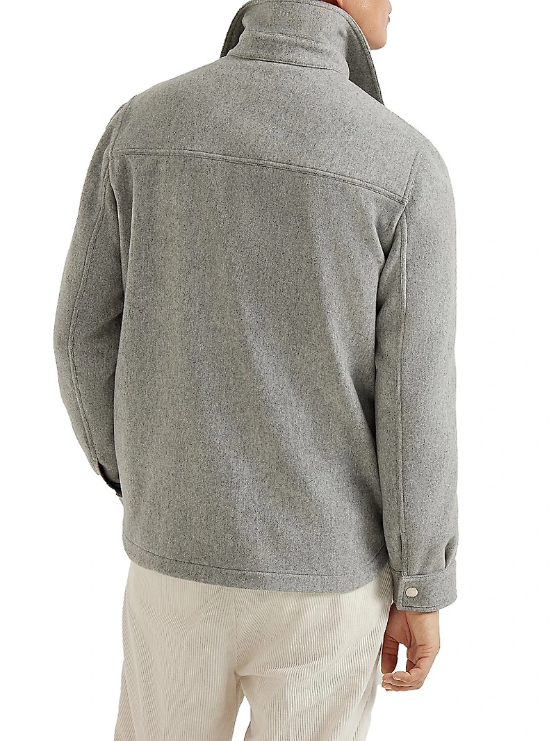 Lightweight Water Resistant Cashmere Shirt Style Outerwear Jacket