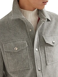 Lightweight Water Resistant Cashmere Shirt Style Outerwear Jacket