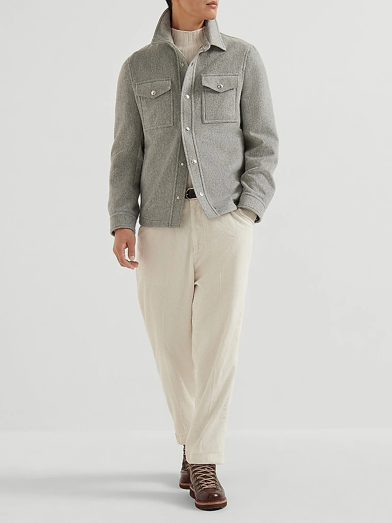 Lightweight Water Resistant Cashmere Shirt Style Outerwear Jacket