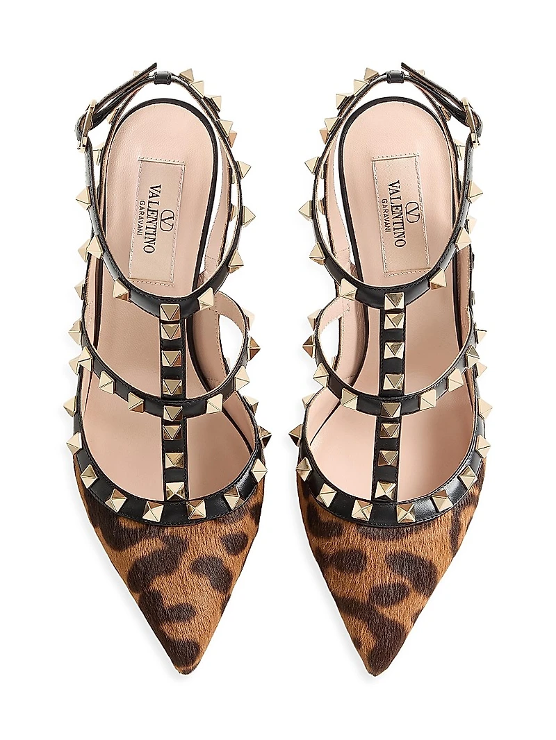 Rockstud 100MM Pump with Straps Pony-Effect Calfskin