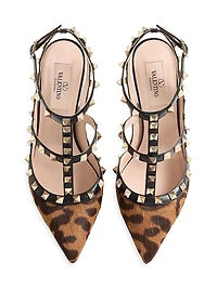 Rockstud 100MM Pump with Straps Pony-Effect Calfskin
