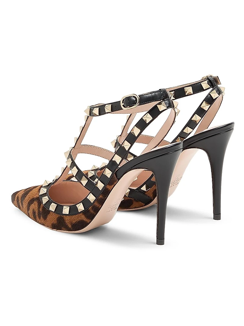 Rockstud 100MM Pump with Straps Pony-Effect Calfskin