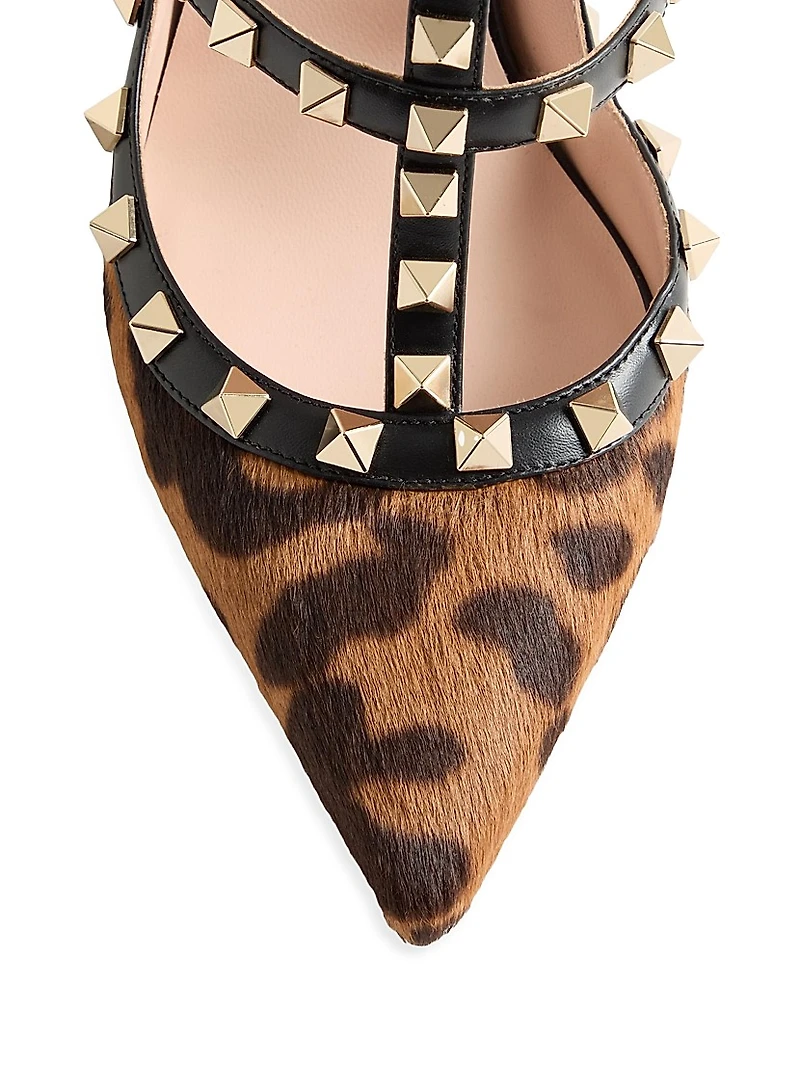 Rockstud 100MM Pump with Straps Pony-Effect Calfskin
