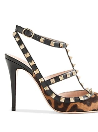 Rockstud 100MM Pump with Straps Pony-Effect Calfskin