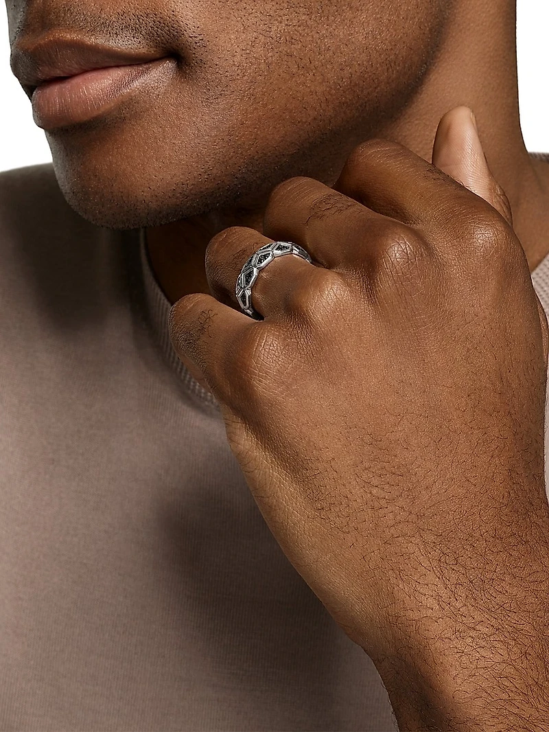 Hex Band Ring Sterling Silver