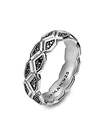 Hex Band Ring Sterling Silver