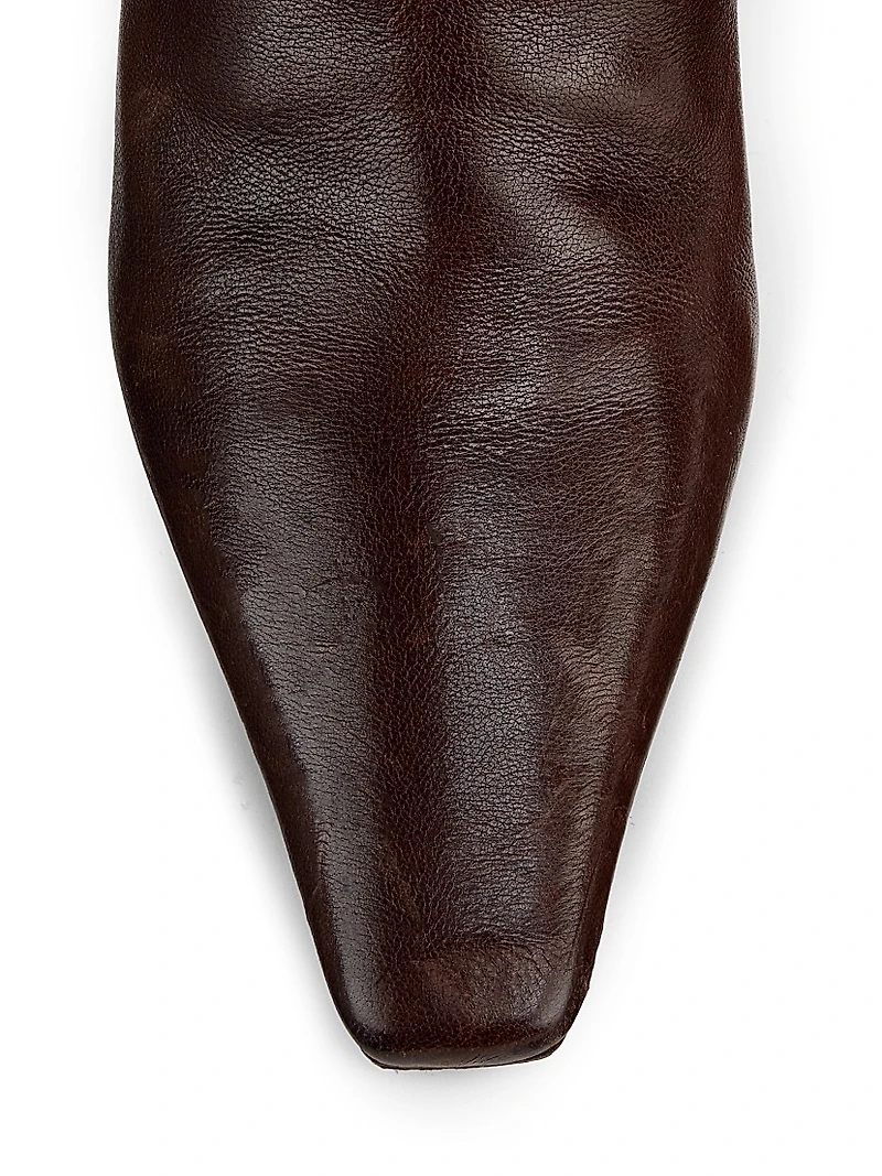 Leather 80MM Curved Monili Heel Boots