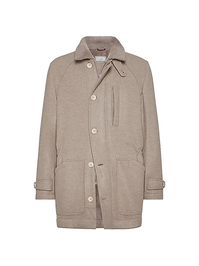Lightweight Water Resistant Cashmere Parka with Shearling Lining