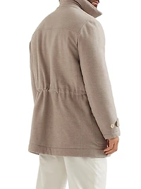 Lightweight Water Resistant Cashmere Parka with Shearling Lining