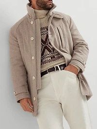 Lightweight Water Resistant Cashmere Parka with Shearling Lining