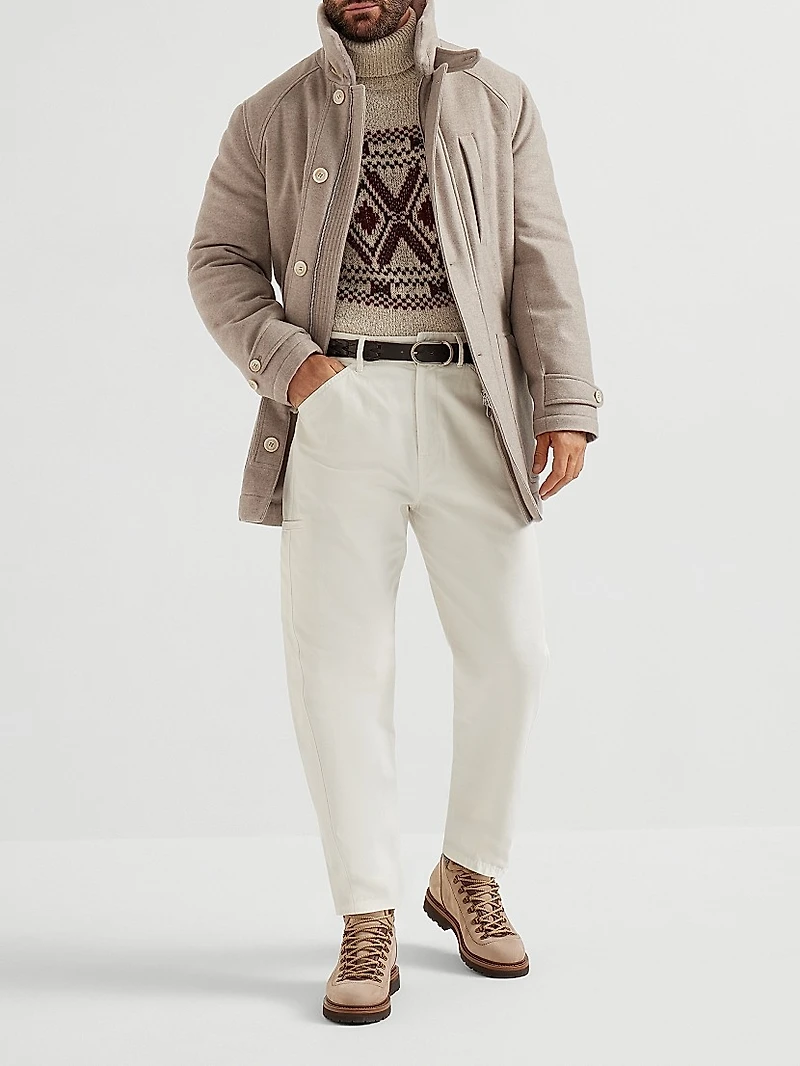 Lightweight Water Resistant Cashmere Parka with Shearling Lining