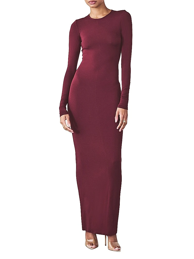 Carmen Long-Sleeve Body-Con Maxi Dress