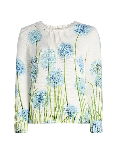 Allium-Printed Cotton-Blend Sweater