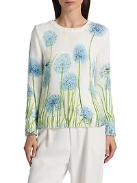 Allium-Printed Cotton-Blend Sweater