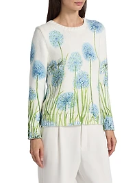 Allium-Printed Cotton-Blend Sweater