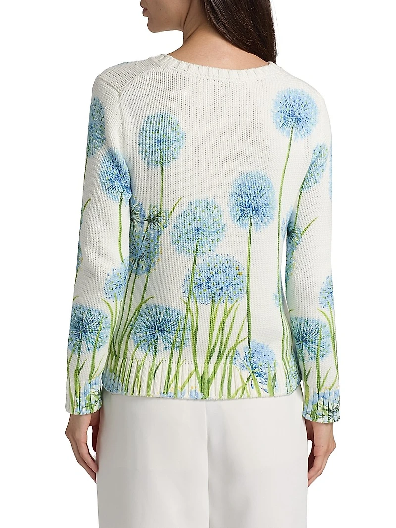 Allium-Printed Cotton-Blend Sweater