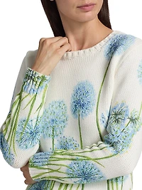 Allium-Printed Cotton-Blend Sweater