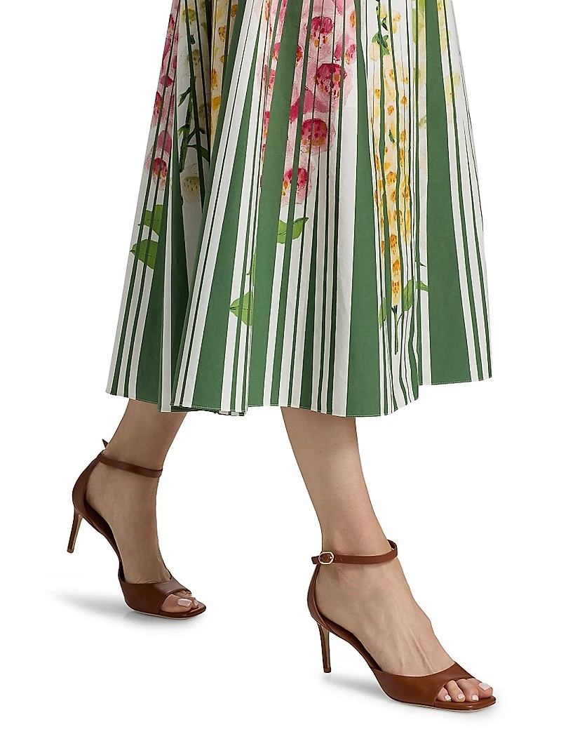 Tromp L'oeil Pleated Foxgloves-Print Midi-Skirt