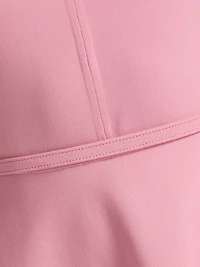 Stretch-Wool Split Neck Minidress