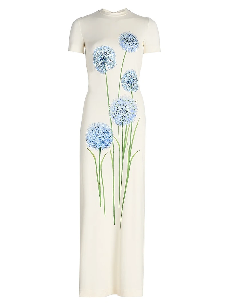 Alliums-Print Jersey Maxi Dress