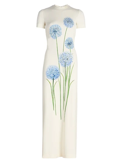 Alliums-Print Jersey Maxi Dress