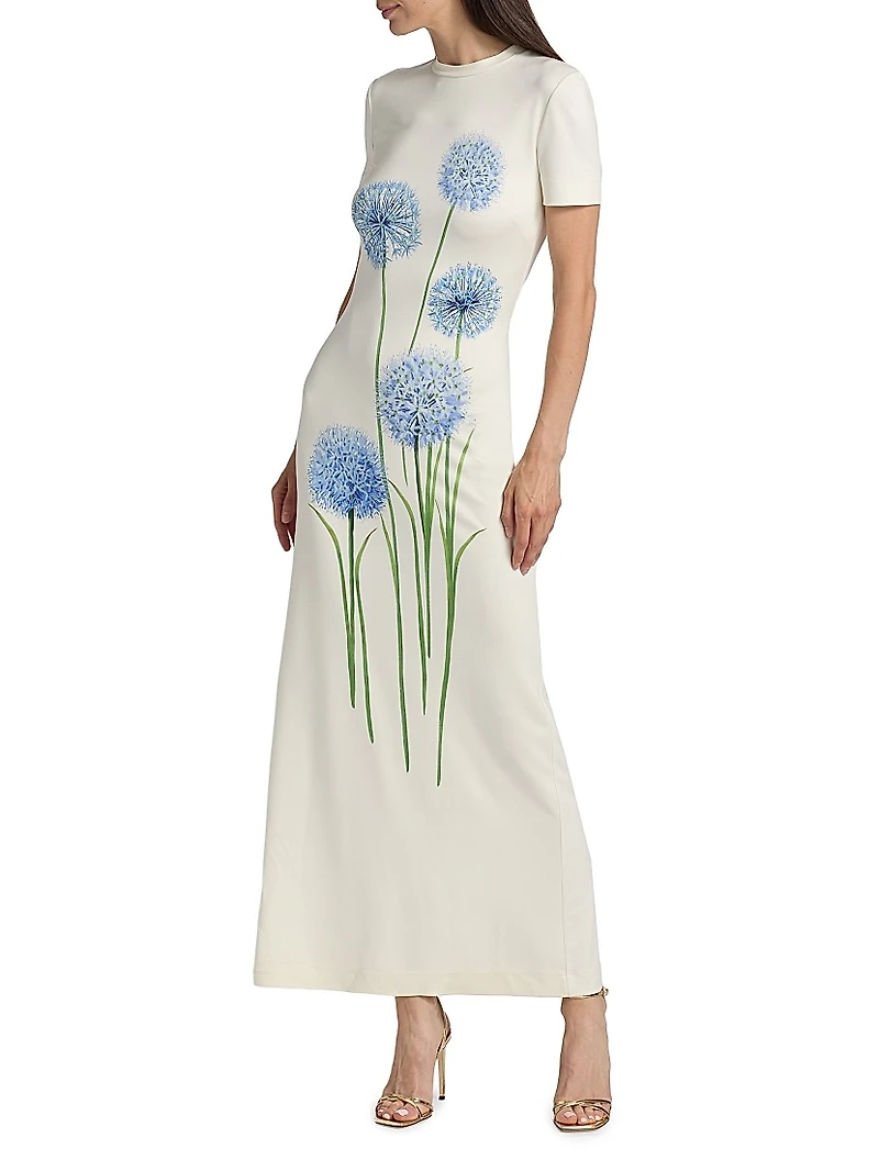 Alliums-Print Jersey Maxi Dress