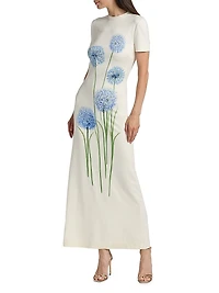 Alliums-Print Jersey Maxi Dress