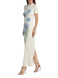 Alliums-Print Jersey Maxi Dress