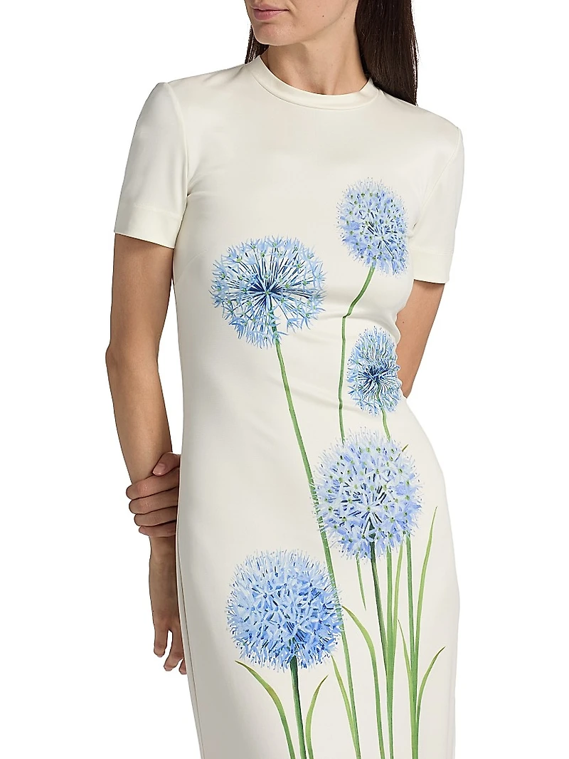 Alliums-Print Jersey Maxi Dress