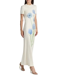 Alliums-Print Jersey Maxi Dress