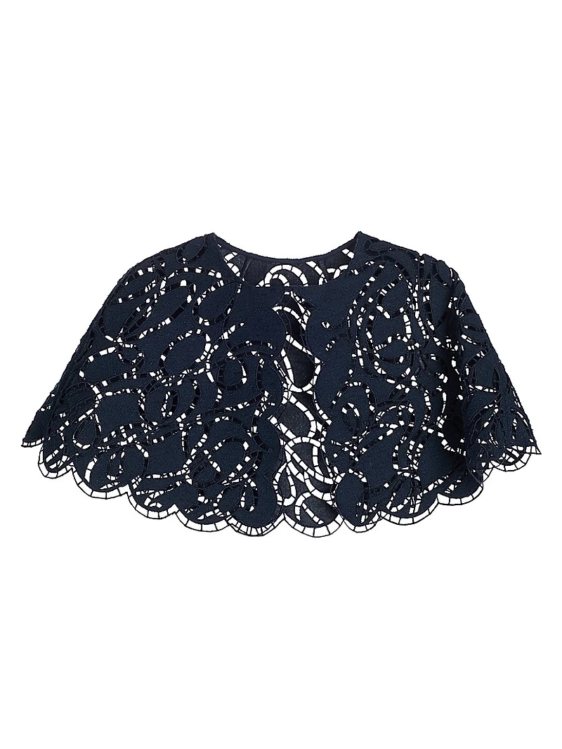 Embroidered Cotton-Blend Tweed Cape