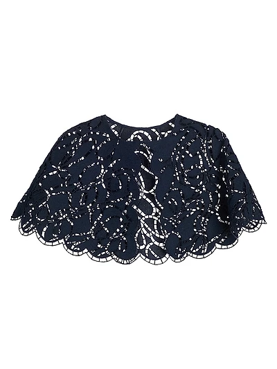 Embroidered Cotton-Blend Tweed Cape