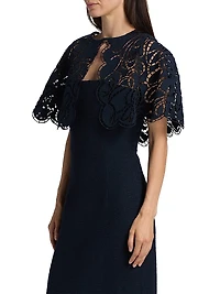 Embroidered Cotton-Blend Tweed Cape