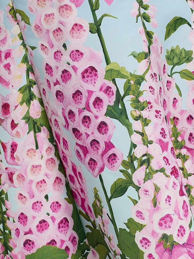 Foxgloves-Print Ombré Faille Strapless Gown