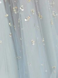 Mother-of-Pearl Embroidered Tulle Gown