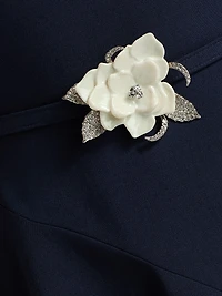 Crystal-Embellished Flower Belted Midi-Dress